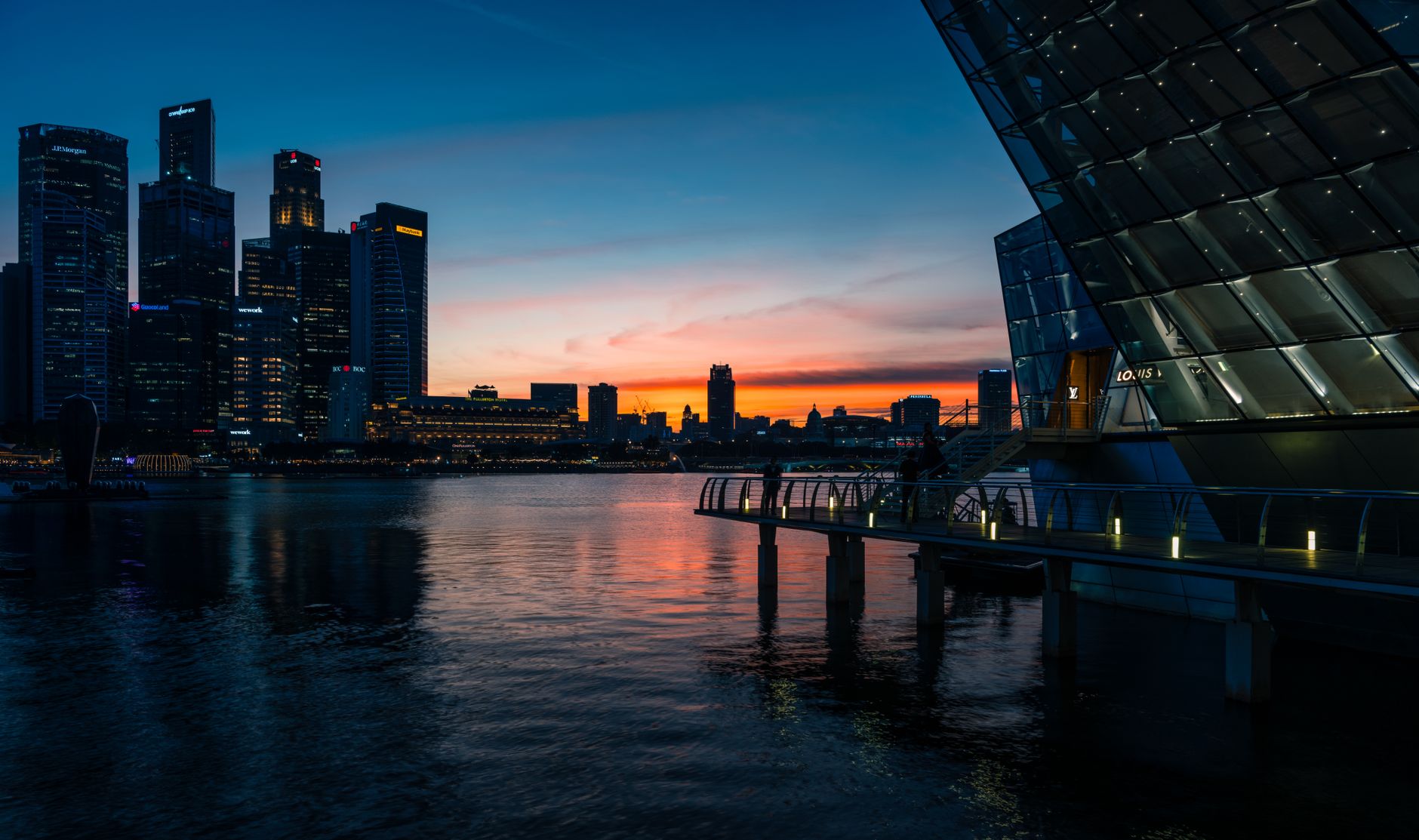 Modern workspace overlooking Singapore harbour