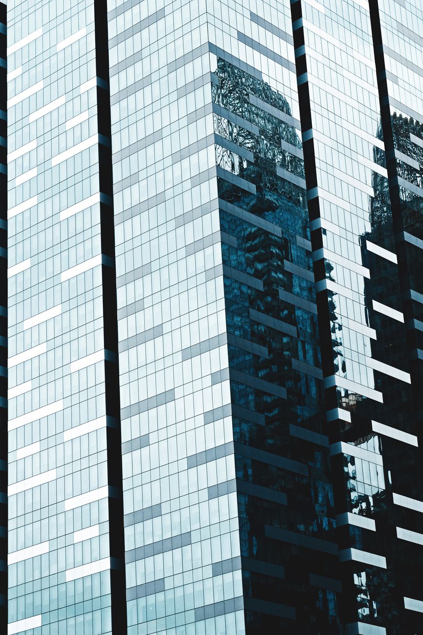 Close up on architectural modern elements of a Singapore tower